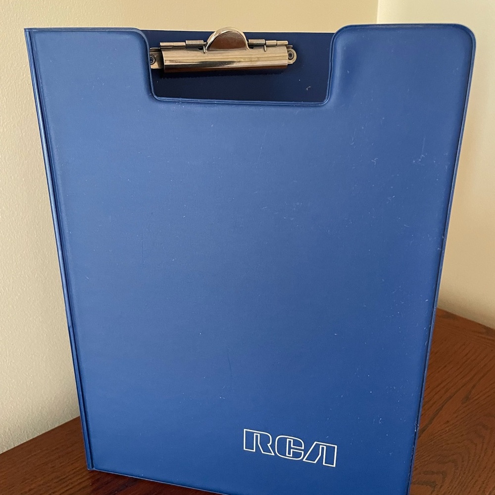 Vintage RCA Clipboard Folder. Outstanding Condition. Blue With RCA LOGO